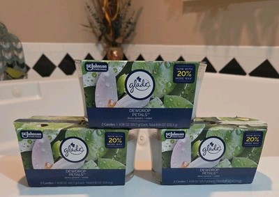 LOT Of 3 Packs Of 2 Glade Dewdrop Petals Candles 4.08 Oz Each Total Of 6 Candles