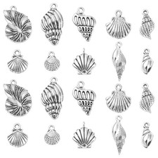 100pcs Assorted Seashells Charms Alloy Ocean Life Seafish Charms Tibetan Conc...