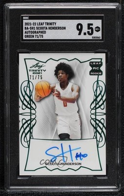 2021 Leaf Memories 2021-22 Trinity Update Green 71/75 Scoot Henderson Auto 04u5