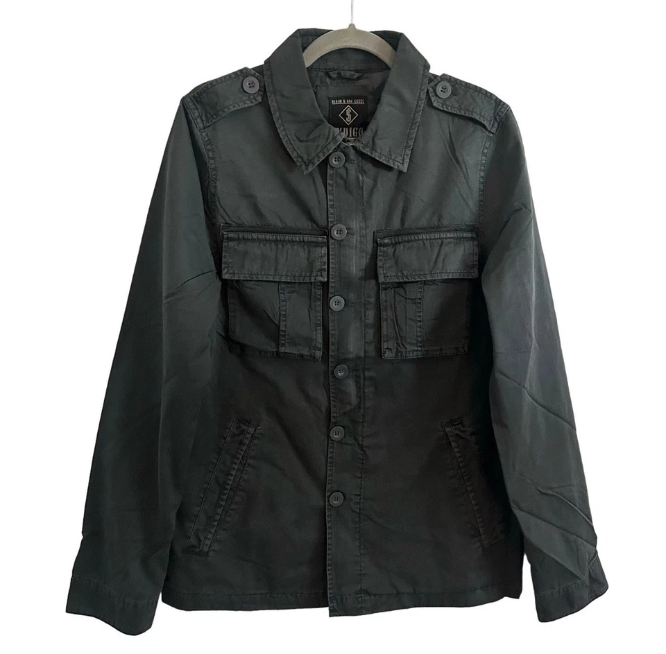 Chaqueta Indigo Star Para Hombre Militar Campo Abotonada Gris Oscuro S Pequeña Nueva Foto 3 de 4