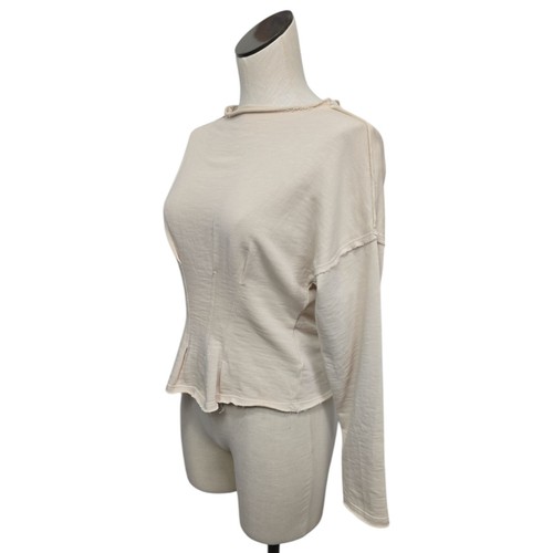 NWT Anthropologie Pilcro Corset Sweatshirt Womens Size XXS Cotton Cream Neutral - Picture 9 of 9
