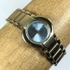 Vtg Timex Women Blue Dial Silver Tone 22mm Round Quartz Analog Watch 6 1/2"