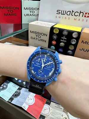 全新 Swatch x Omega Bioceramic Moonswatch Mission To Neptune 手表 - 带盒-