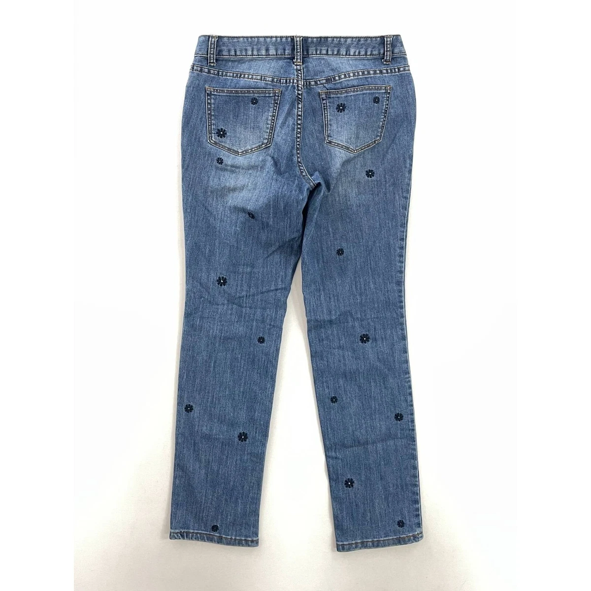 Westport Womens Signature Fit Straight Leg Jeans Blue Floral