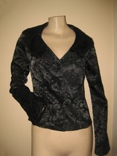 GORGEOUS Mandee Gothic Victorian Black Velvet Floral Brocade Blazer Jacket XS/S