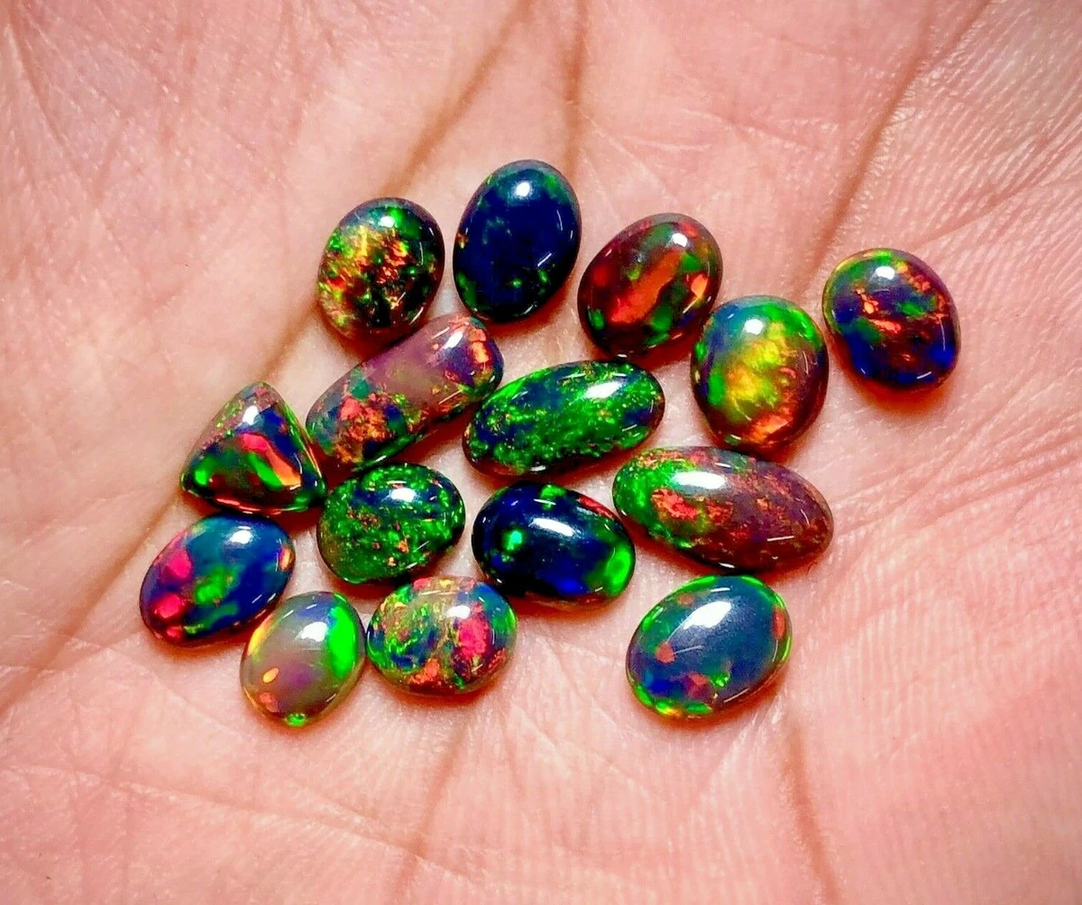 Black Opal Cabochon Lot Top Quality Natural Ethiopian Opal Welo Gemstone Lot