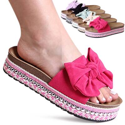 Sandali Donna Ciabatte Con Fiocco Rosa Ciabatte Con Fiocco In Raso Top