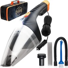 Car Vacuum Cleaner 2.0 - Upgraded w/LED Light, Double HEPA Filter