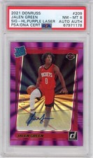 2021-22 Donruss Jalen Green Rated Rookie RC Auto Purple Laser SSP #6/15 PSA 8