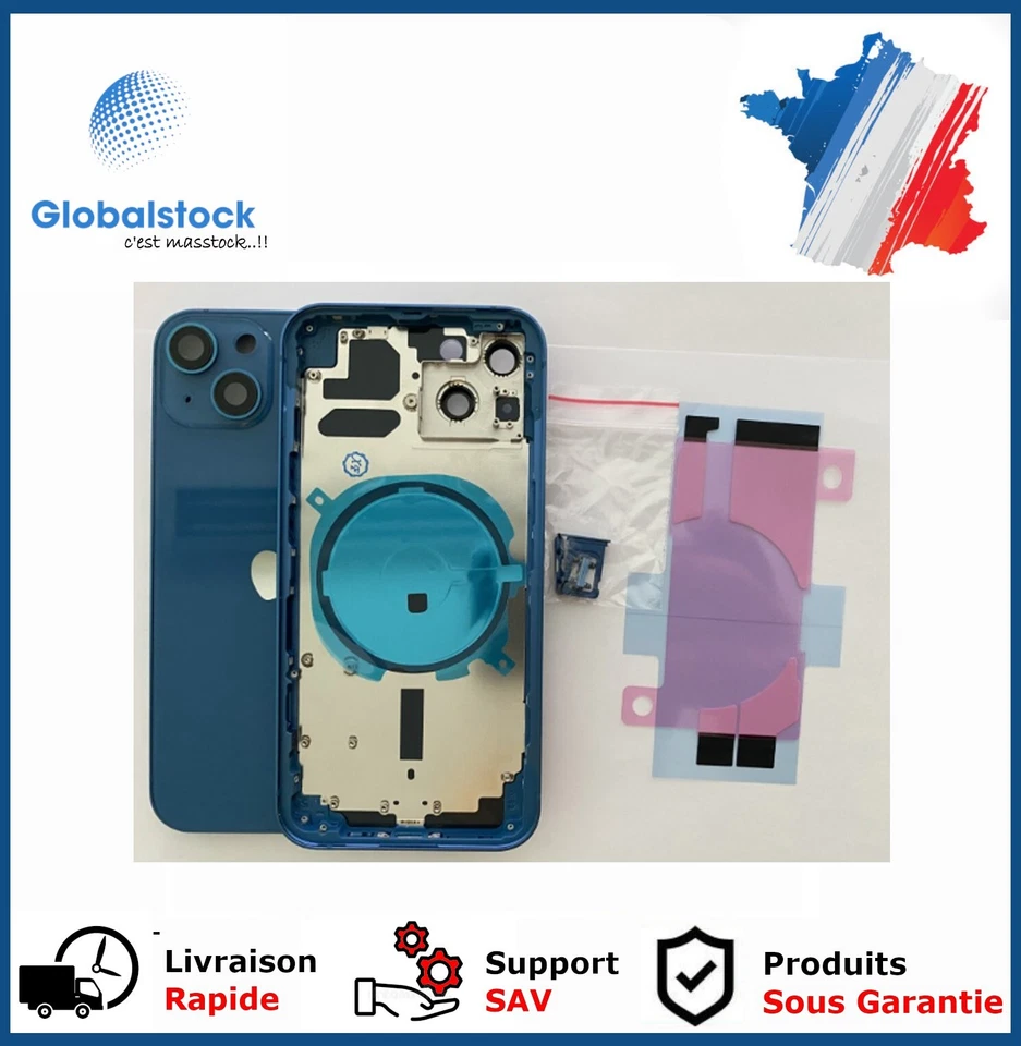 GLOBALSTOCK Chassis arrière pour IPhone 13 Bleu Nu