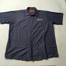 Red Kap Work Shirt Poplin Stripe 2 Pocket Men's Industrial Uniform Gray/blue XL