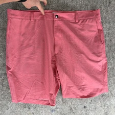 Peter Millar Men's Size 40 Pink Checked Stretch Casual Walking Short