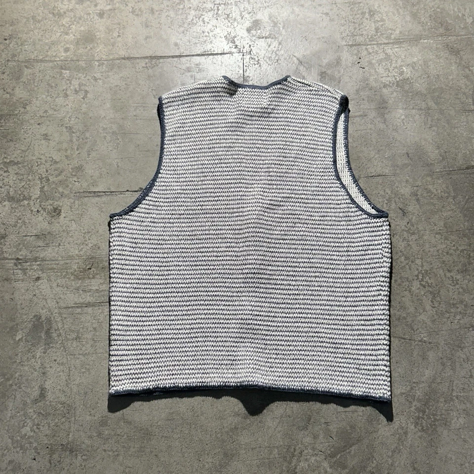 Colete de malha vintage anos 90 High Sierra masculino tamanho XL branco azul feito em Hong Kong - Imagem 4 de 4