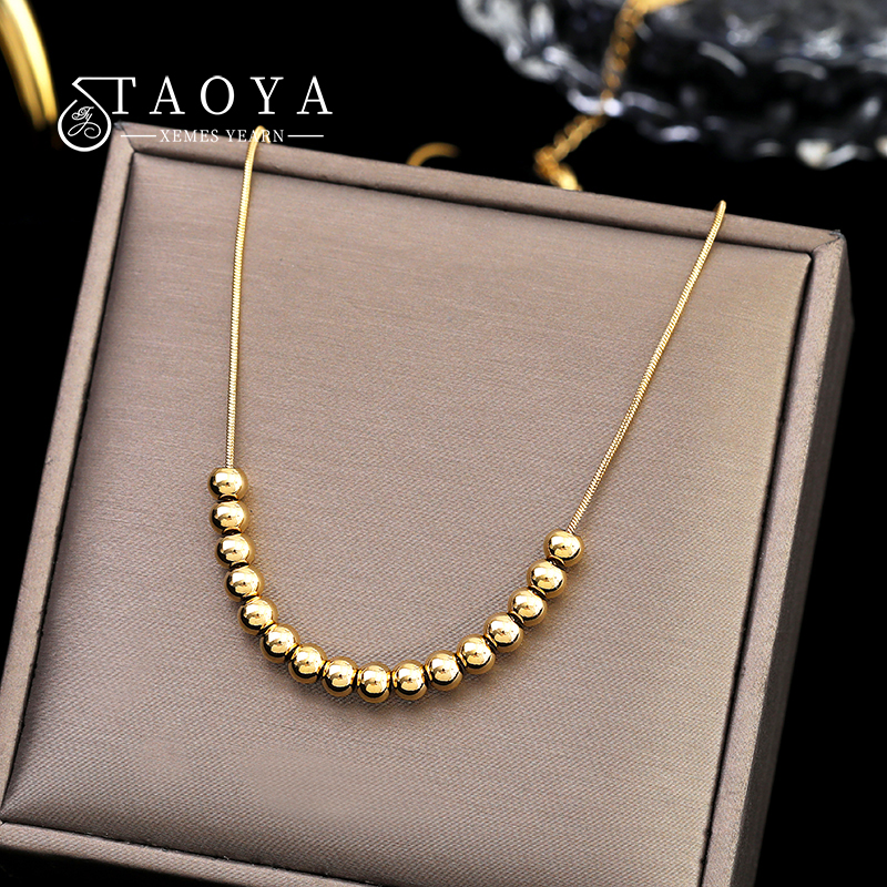 2022 New Metal Ball Pendant Stainless Steel Gold Necklace