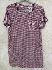 Madewell Filmscore Gingham Check T-Shirt Pocket Dress Red White Sz Small