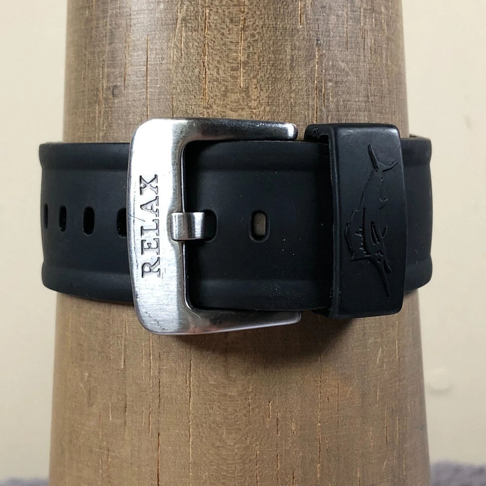 Tommy Bahama Relax Hombre RLS1074 Sport Fecha Negro Goma Cuarzo 41mm Reloj 8 1/4" Foto 4 de 4