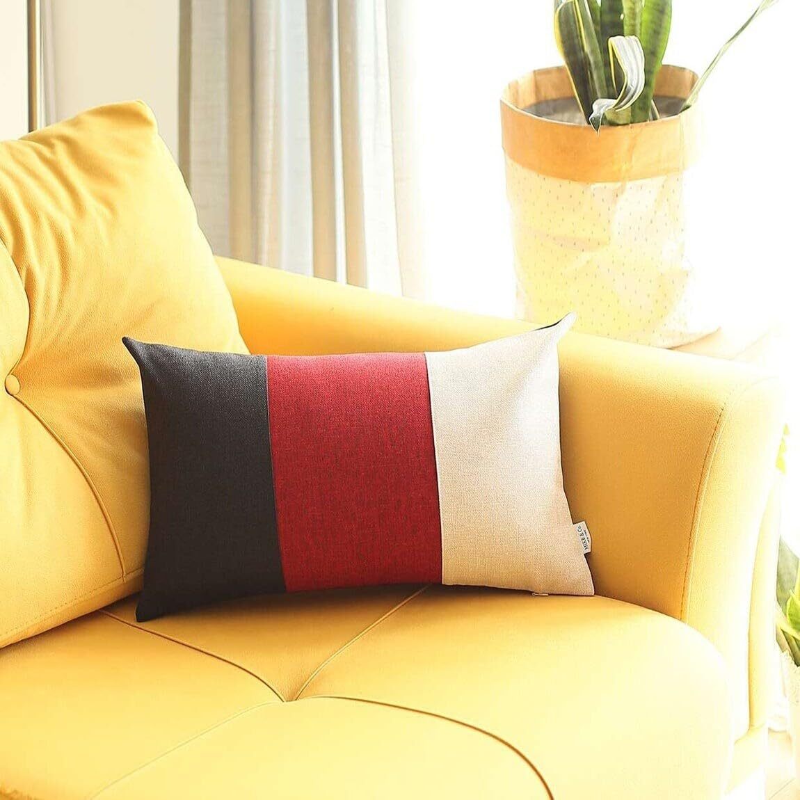 Наволочка для поясницы из полиэстера ручной Работы с геометрическим рисунком размером 12 X 20 Черно-Красных наволочек из полиэстера ручной работы на молнии