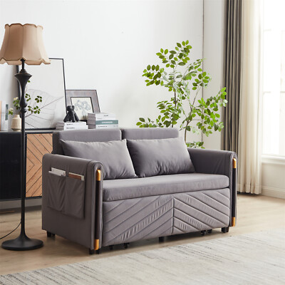 Convertible Sleeper Sofa Bed Loveseat Sofa with Pull Out Bed Grey/Blue