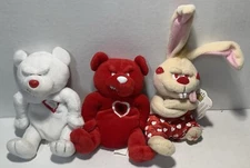 Meanies Valentines Lot 3x Heartless Bear Rabbit Beanie Idea Factory 1999 w/Tags