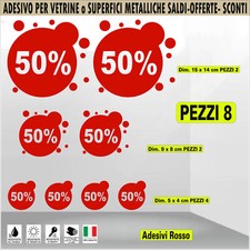 L144 Kit 8 adesivi(varie misure) rimovibili vetrofania SALDI 50% vetrine negozi