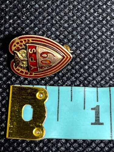 Antiguo Pin 1909 Escuela Secundaria YPS Oro Sólido Búho Esmalte Raro - Imagen 7 de 8