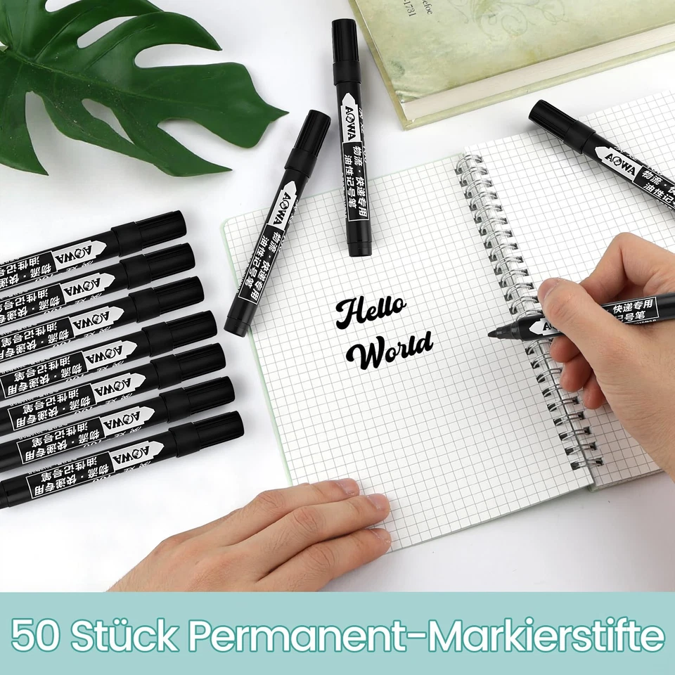 Permanent Marker Set 50 Stk Schwarz, Wasserdicht, Schnell Trocknend für Schule - Bild 4 von 4