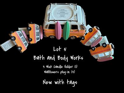 Bath Body Works Surf Van 3-Wick Candle Holder + Wallflower Nightlight Lot 5