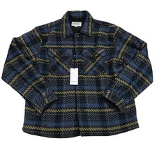 Goodfellow Co. Mens Size L Shacket Outerwear Jacket Blue Gold Plaid