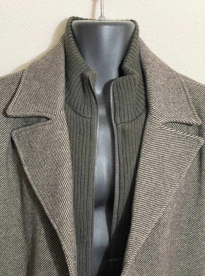 Kenneth Cole Men Brown Double Breasted Peacoat Coat Jacket Size L - Image 3 of 4