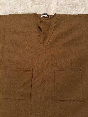 Cristaseya New Felted Wool Maxi Poncho Sweater Cape Knit Brown  