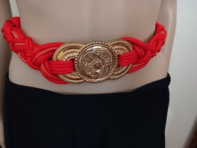 Vintage 80s Boho Hippie Ethnic Braided Rope Belt with Golden  display picture 2