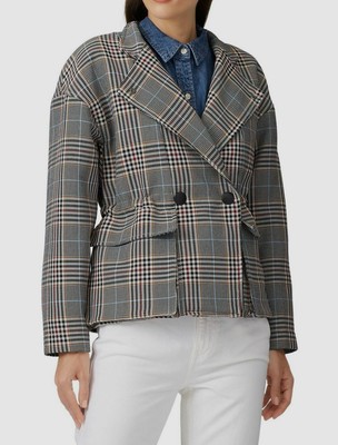 $495 ba&sh Women's Black White Beth Plaid Double-Breasted Jacket Blazer Size M