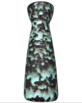 Westdeutsche Fat Lava Vase   Grün-Schwarz mit Tropfglasur   22 cm