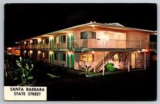 Santa Barbara, CA, State Street, Motel 6, Night View, Vintage Postcard