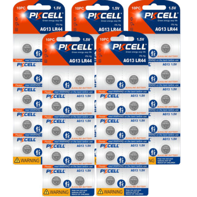 Genuine PKCELL LR44 Batteries 1.5V AG13 A76 L1154 357 Button Coin Battery 50Pcs
