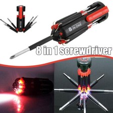 8 in 1 Screwdriver With 6 LED Torch Flash Light Multi-Functional Repair Tools