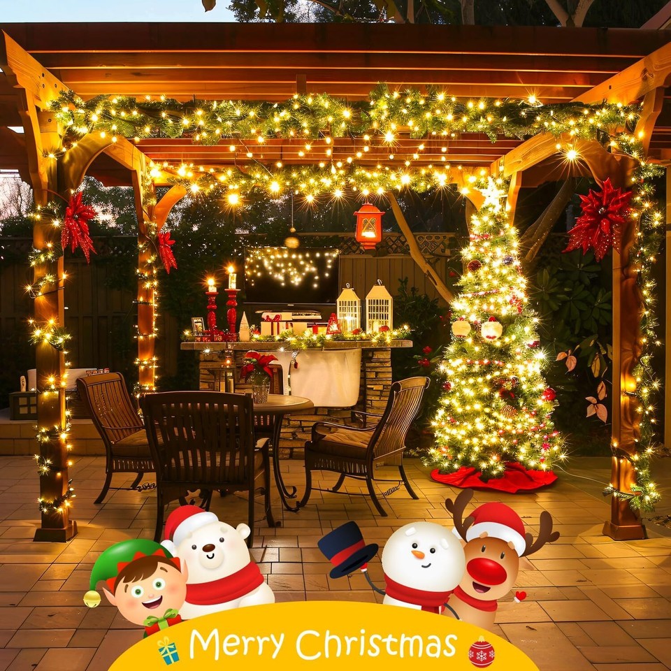 JMEXSUSS Battery Operated Christmas Lights with Remote, Each 33 FT Warm