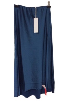 White Closet Slip Skirt XSmall Womens Teal Satin A-Line Midi Elastic Waist NWT