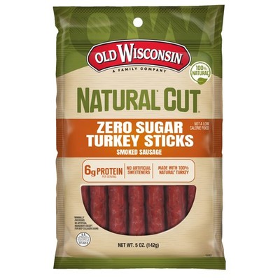 Old Wisconsin Natural Cut Turkey Sausage Snack Sticks, Zero Sugar, Naturally ...