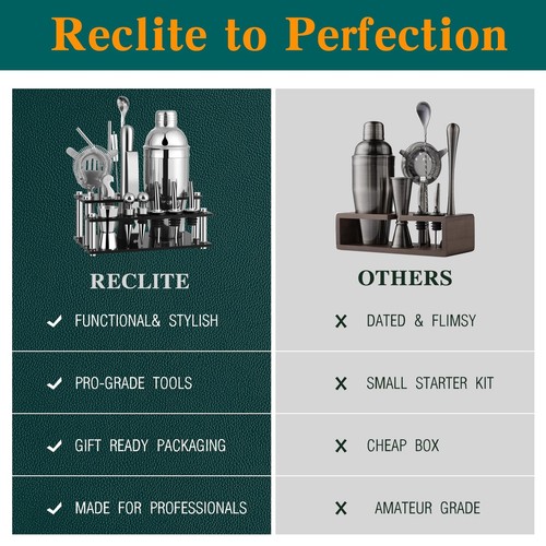 Cocktail Shaker Set 15 Pieces 304 Stainless Steel Bartender Drink Mixer Kit - 第 5/7 張圖片