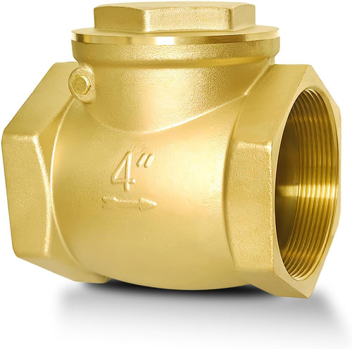 4" NPT Horizontal Swing Check Valve, Brass, Heavy-Duty Female Thread, DN100