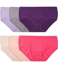 FRUIT OF THE LOOM WOMEN'S 360 STRETCH MICROFIBER BRIEF 6 PACK Size M 6 No Tags