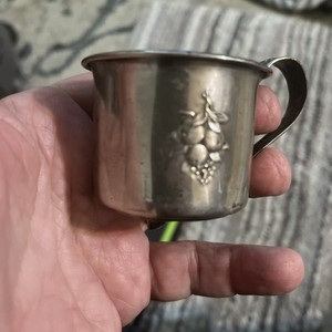 Webster Sterling Silver Child’s Cup Fruit Motif Gold Washed Interior