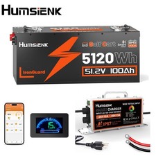 48V 100Ah Golf Cart LiFePO4 Battery 5120Wh 200A BMS Solar Yamaha W/ 48V Charger