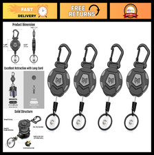 4-Pack Heavy Duty Retractable Keychain Badge Holder, Tactical ID Reel, 31.5 Cor