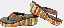 Volatile Women  s Size 8 Multicolor Woven Platform Wedge Flip Flop Sandals Boho