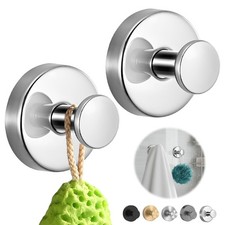 2Pcs Suction Cup Hooks for Shower, Stainless Steel Towel Hooks for Bathroom Wall
