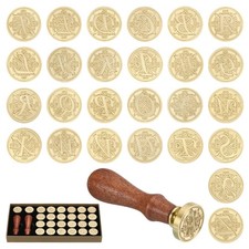 Alphabet Wax Seal Stamp Kit 26 Letters A-Z Sealing Wax Stamp with 2pcs Handles