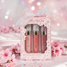 Paris Hilton Blooming Kiss 3 Pc Lip Gloss & Lip Plumper Set Vegan New