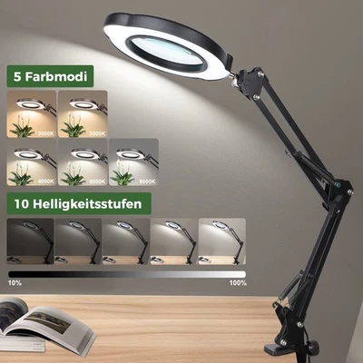 LED Lupenleuchte Lupenlampe Arbeitsleuchte Tischlampe Ständer 10 Dioptrien Linse - Bild 1 von 4